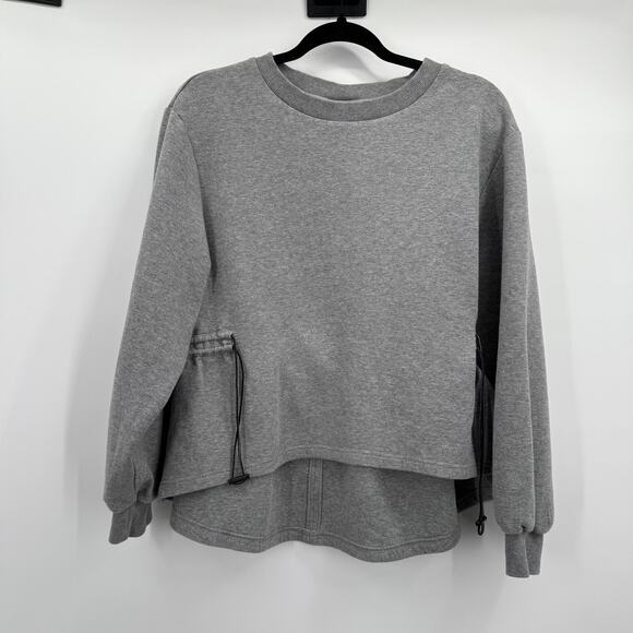 Varley Sweatshirt Womens Small Gray Crewneck Pullover Cinch Waist High Low Hem - Picture 1 of 9
